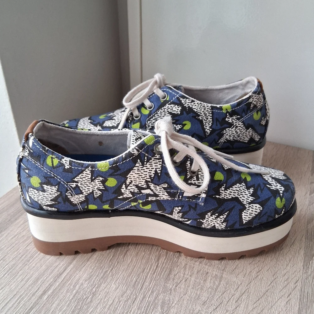 🌷 Caterpillar Retro Patterned Platform Sneakers 🐠🦋